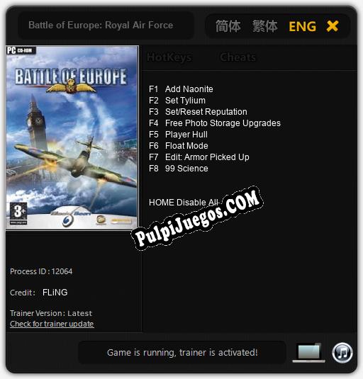 Battle of Europe: Royal Air Forces: Trainer +8 [v1.3]