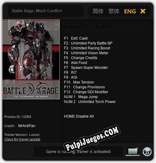 Entrenador liberado a Battle Rage: Mech Conflict [v1.0.6]