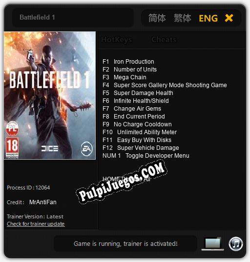 Battlefield 1: Cheats, Trainer +13 [MrAntiFan]