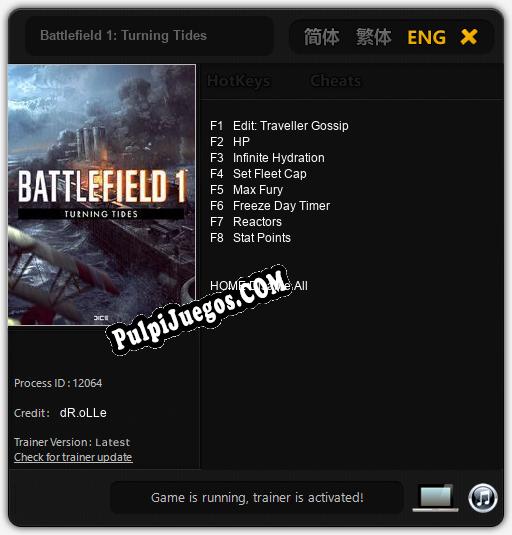 Entrenador liberado a Battlefield 1: Turning Tides [v1.0.5]