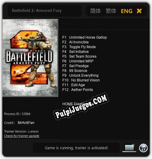 Battlefield 2: Armored Fury: Trainer +12 [v1.1]