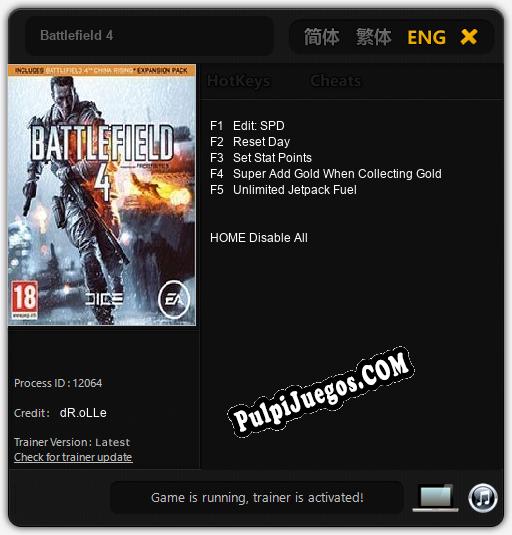 Entrenador liberado a Battlefield 4 [v1.0.4]