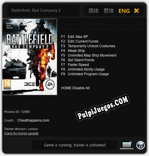 Battlefield: Bad Company 2: Cheats, Trainer +9 [CheatHappens.com]