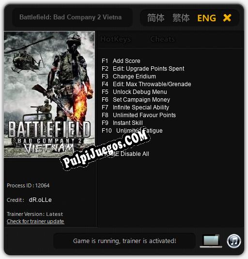 Battlefield: Bad Company 2 Vietnam: Treinador (V1.0.61)