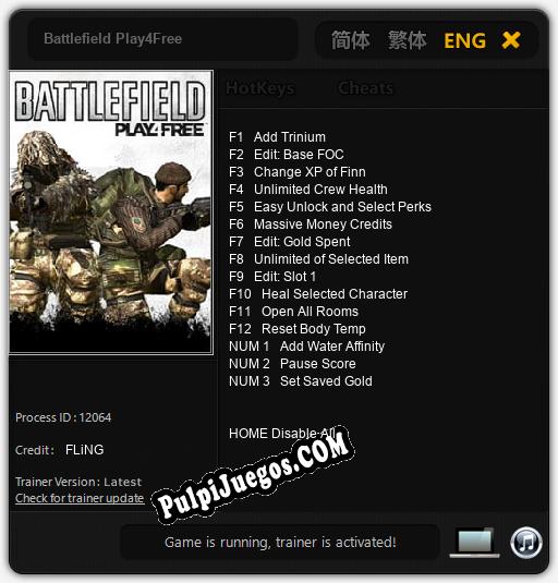 Battlefield Play4Free: Treinador (V1.0.77)