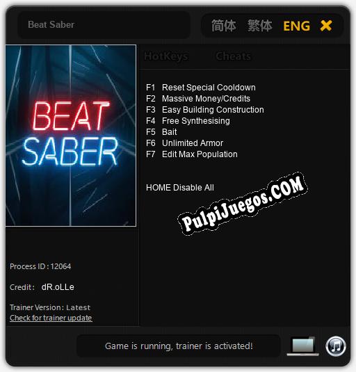 Beat Saber: Trainer +7 [v1.6]