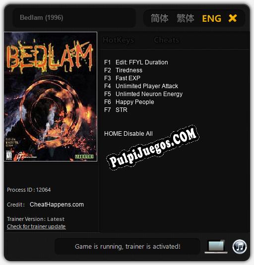 Bedlam (1996): Cheats, Trainer +7 [CheatHappens.com]