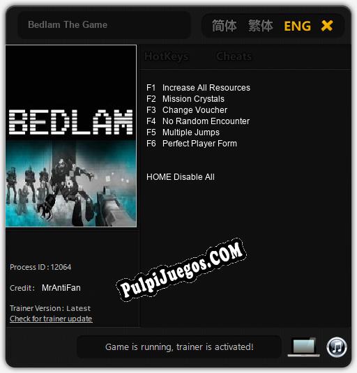 Bedlam The Game: Cheats, Trainer +6 [MrAntiFan]