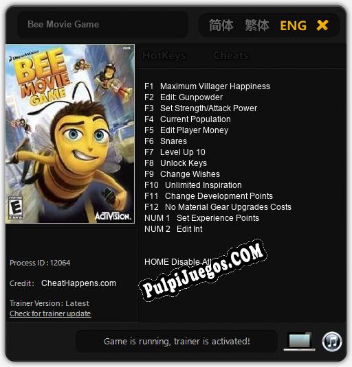 Bee Movie Game: Treinador (V1.0.16)