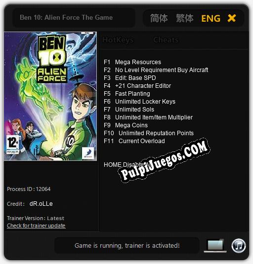 Ben 10: Alien Force The Game: Treinador (V1.0.97)