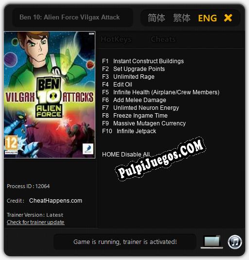 Ben 10: Alien Force Vilgax Attacks: Treinador (V1.0.89)