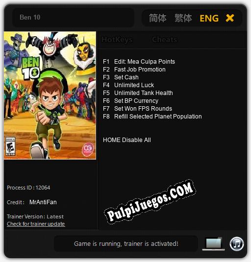 Ben 10: Trainer +8 [v1.1]