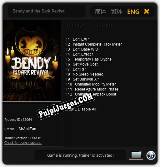 Bendy and the Dark Revival: Cheats, Trainer +12 [MrAntiFan]