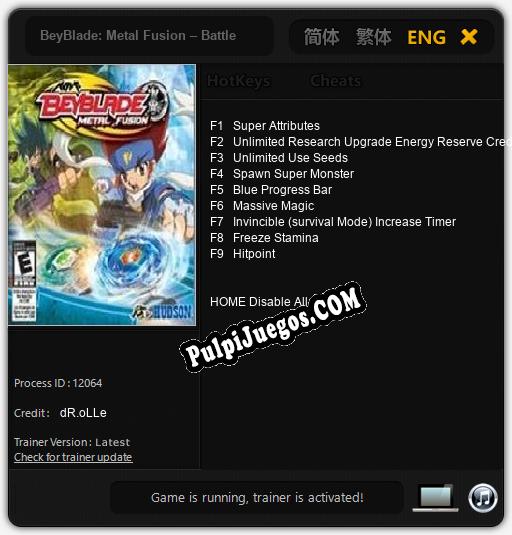 BeyBlade: Metal Fusion – Battle Fortress: Treinador (V1.0.30)