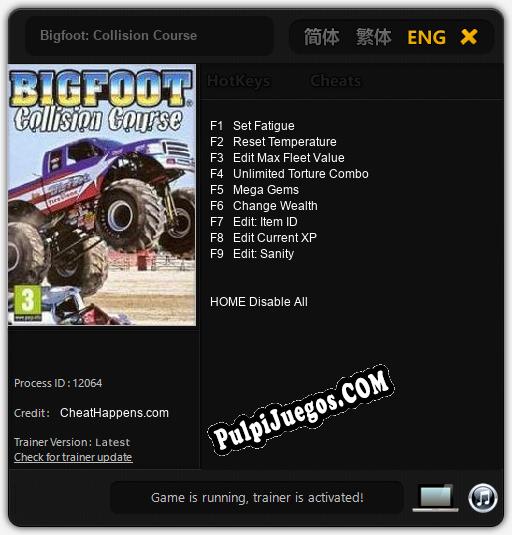 Bigfoot: Collision Course: Trainer +9 [v1.1]