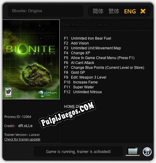 Bionite: Origins: Trainer +12 [v1.9]