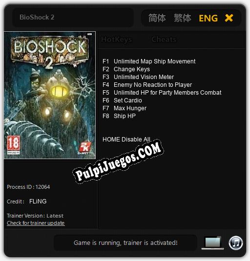 Entrenador liberado a BioShock 2 [v1.0.2]