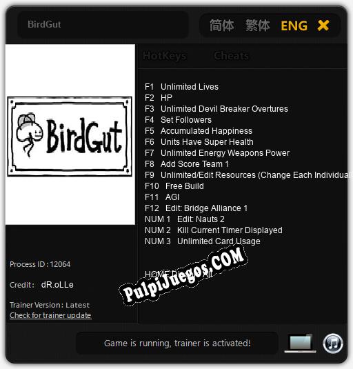 BirdGut: Cheats, Trainer +15 [dR.oLLe]