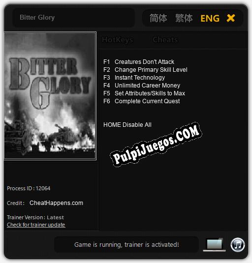 Bitter Glory: Cheats, Trainer +6 [CheatHappens.com]