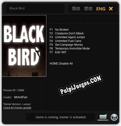 Entrenador liberado a Black Bird [v1.0.9]