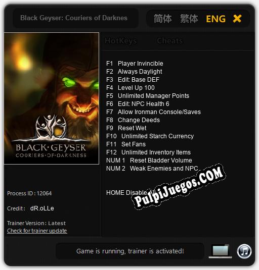 Entrenador liberado a Black Geyser: Couriers of Darkness [v1.0.3]