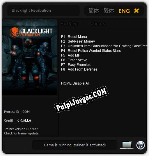 Entrenador liberado a Blacklight Retribution [v1.0.8]