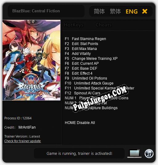 BlazBlue: Central Fiction: Cheats, Trainer +15 [MrAntiFan]