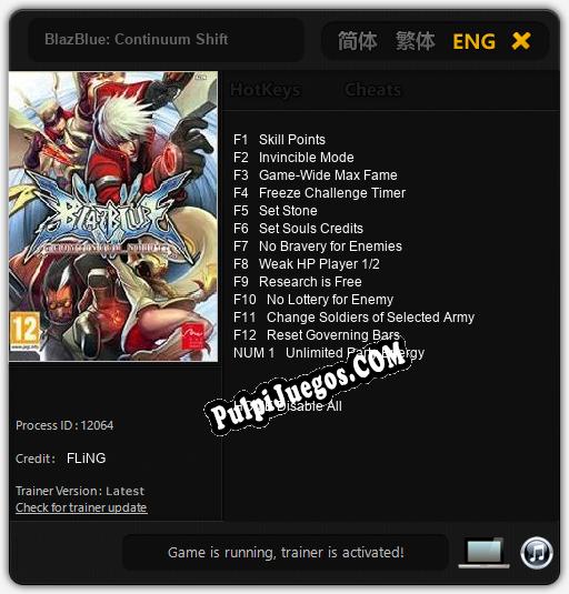 BlazBlue: Continuum Shift: Cheats, Trainer +13 [FLiNG]