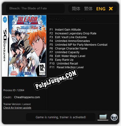 Bleach: The Blade of Fate: Treinador (V1.0.45)