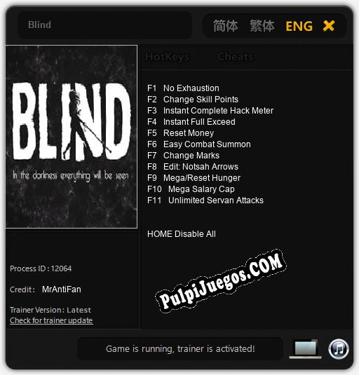 Blind: Trainer +11 [v1.1]