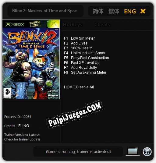 Blinx 2: Masters of Time and Space: Treinador (V1.0.75)