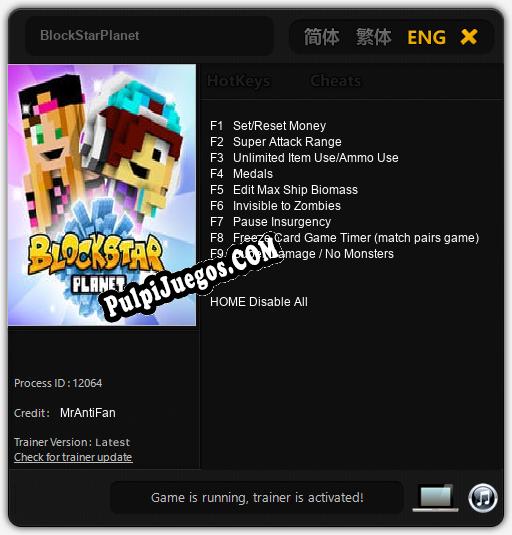 BlockStarPlanet: Trainer +9 [v1.8]