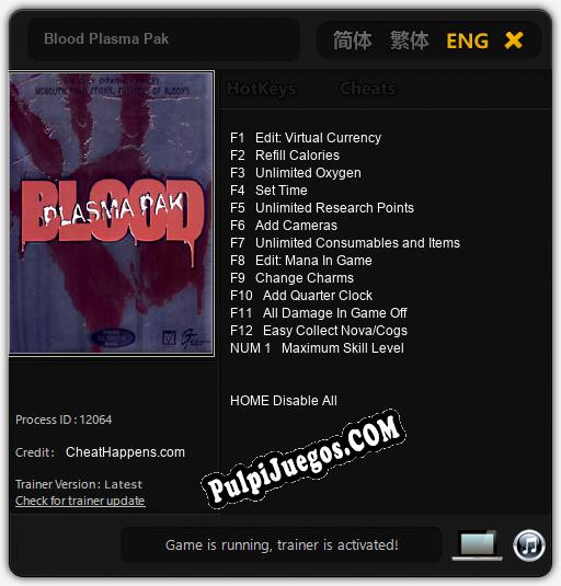 Entrenador liberado a Blood Plasma Pak [v1.0.1]