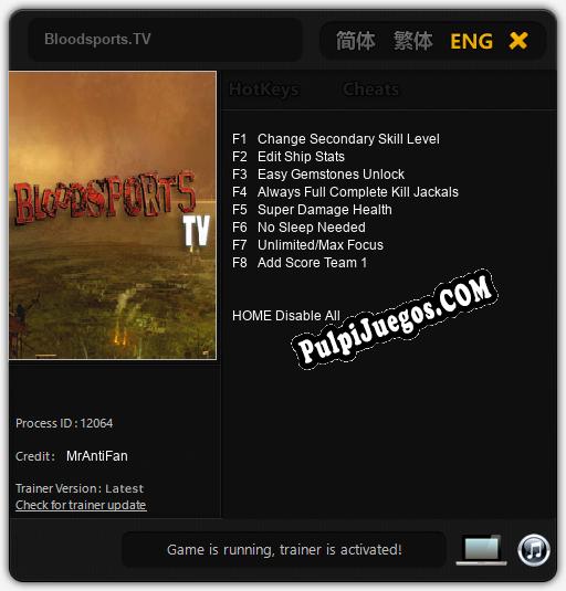 Bloodsports.TV: Trainer +8 [v1.7]