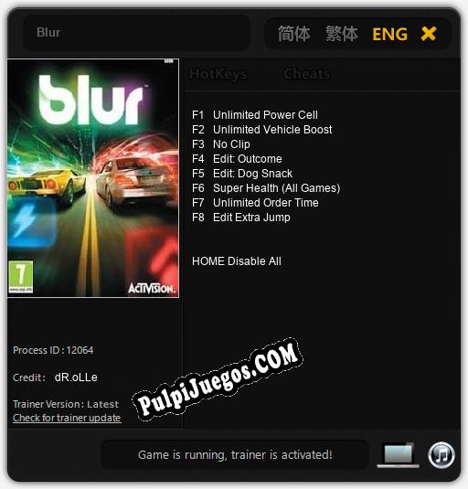 Entrenador liberado a Blur [v1.0.7]