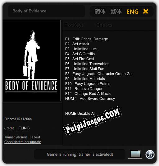 Body of Evidence: Cheats, Trainer +13 [FLiNG]