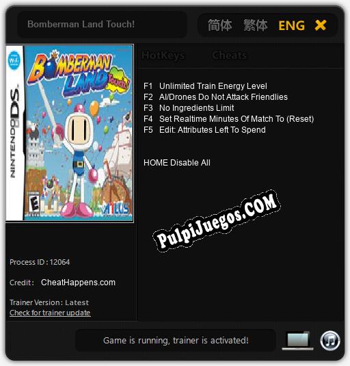 Bomberman Land Touch!: Cheats, Trainer +5 [CheatHappens.com]