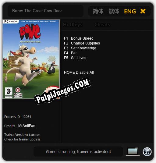 Bone: The Great Cow Race: Trainer +5 [v1.1]