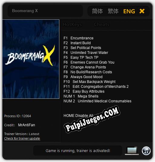 Boomerang X: Treinador (V1.0.79)