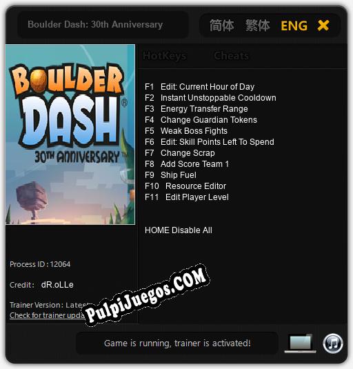 Boulder Dash: 30th Anniversary: Treinador (V1.0.47)