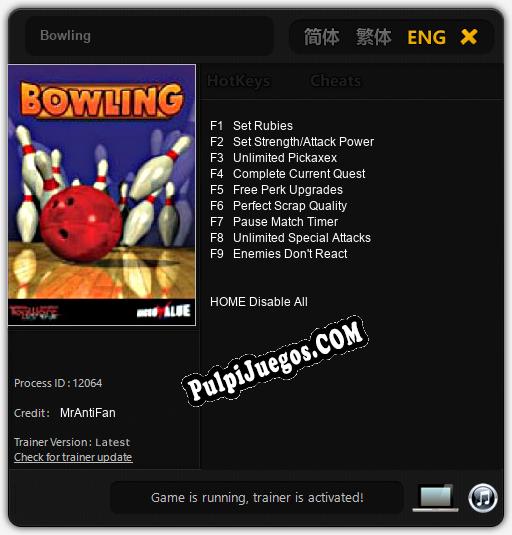 Bowling: Cheats, Trainer +9 [MrAntiFan]