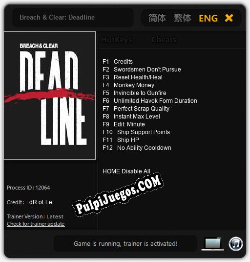 Breach & Clear: Deadline: Cheats, Trainer +12 [dR.oLLe]