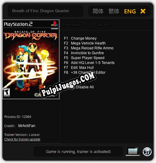 Entrenador liberado a Breath of Fire: Dragon Quarter [v1.0.6]