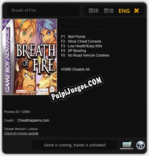 Breath of Fire: Treinador (V1.0.5)