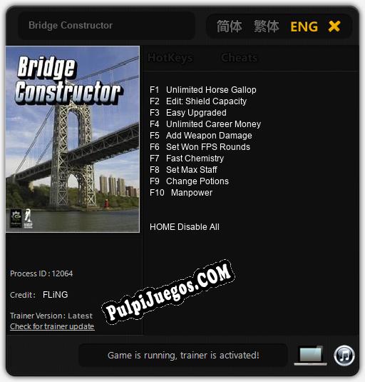 Bridge Constructor: Trainer +10 [v1.5]