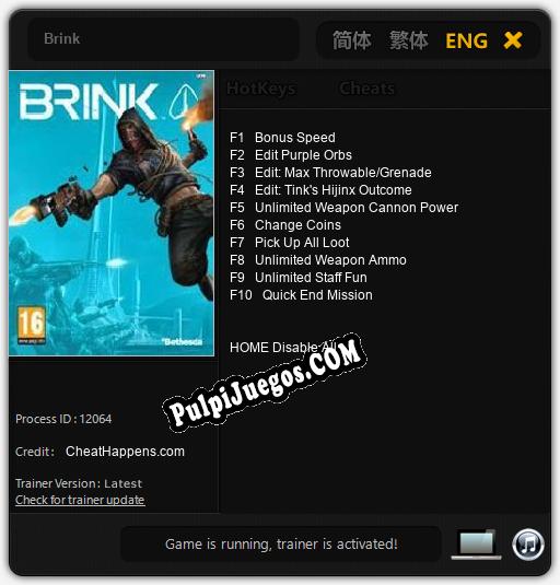 Entrenador liberado a Brink [v1.0.4]