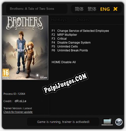 Entrenador liberado a Brothers: A Tale of Two Sons [v1.0.6]