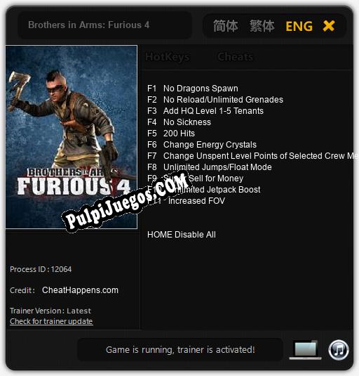 Brothers in Arms: Furious 4: Cheats, Trainer +11 [CheatHappens.com]