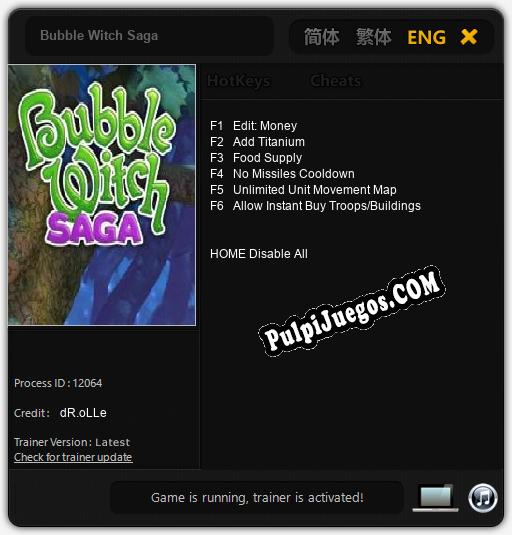 Entrenador liberado a Bubble Witch Saga [v1.0.8]