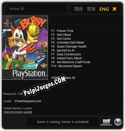 Bubsy 3D: Treinador (V1.0.60)